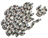 50 8x4mm Bright Silver Plated Oval Beads